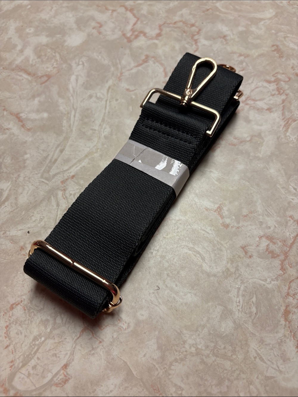 Black Crossbody Strap with Gold Hardware for Women’s Bags